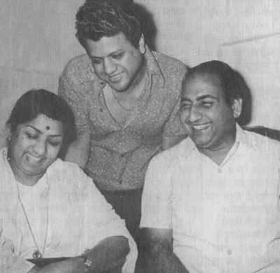 Mohd Rafi with Lata Mangeshkar and Jaikishan