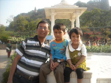 Mr. Biman Baruah with his son and daughter