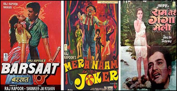Movie Posters of Barsaat, Mera Naam Joker and Ram Teri Ganga Maili