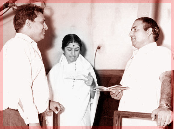 Lata Mangeshkar and Mohammed Rafi with Shankar