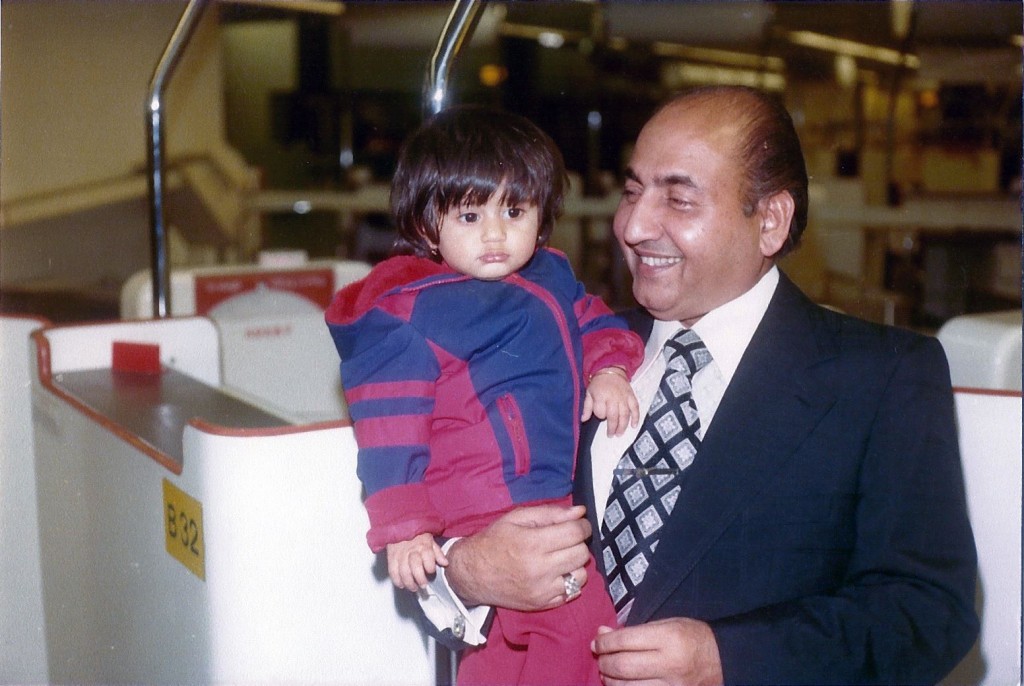 Mohd Rafi with his grand daughter taken during his last visit to London in 1979. Courtesy: Yasmeen Ji (Rafi Sahab's daughter)