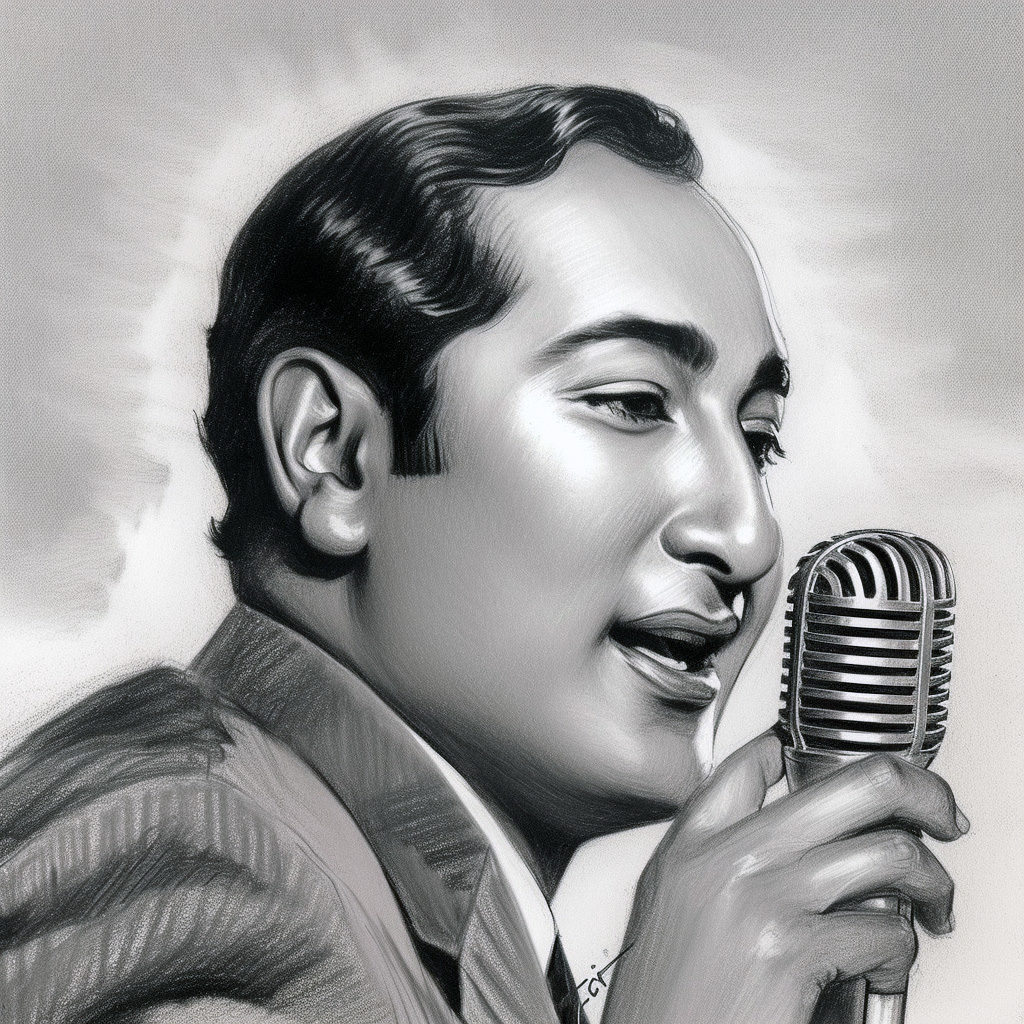 An Artistic Sketch of Mohammed Rafi